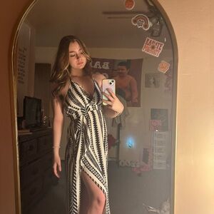 Black and White Halter Asymmetrical Sundress